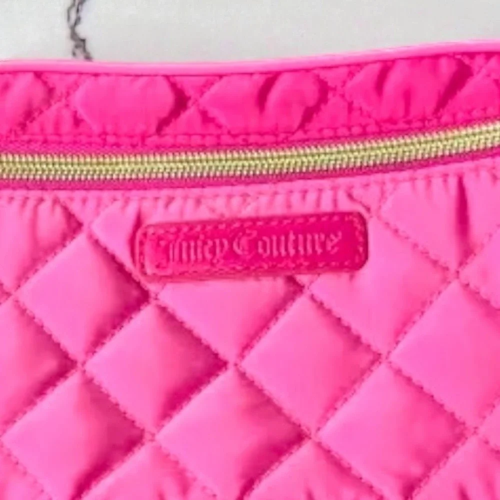 Juicy Couture Neon Pink‎ Quilted Nylon Belt Bag Gold HW Fanny Pack Crossbody NEW